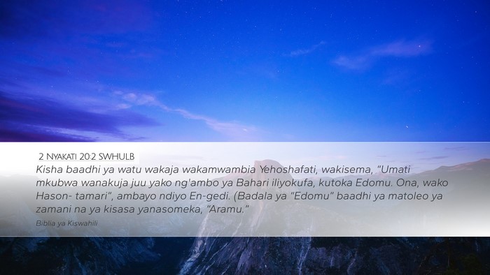 2 Nyakati 20:2 SWHULB Bible Verse Image