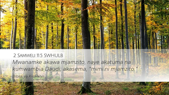 2 Samweli 11:5 SWHULB Desktop Wallpaper - Mwanamke akawa mjamzito, naye akatuma na - Desktop Bible Verse Wallpaper
