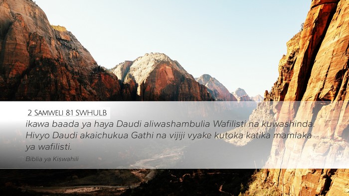 2 Samweli 8:1 SWHULB Desktop Wallpaper - ikawa baada ya haya Daudi aliwashambulia - Desktop Bible Verse Wallpaper