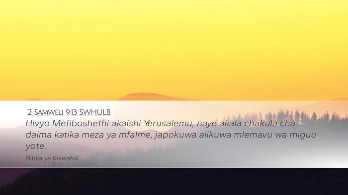 2 Samweli 9:13 SWHULB Bible Verse Image