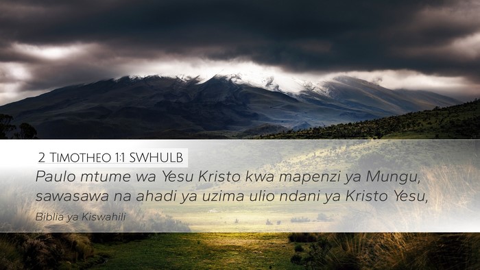 2 Timotheo 1:1 SWHULB Desktop Wallpaper - Paulo mtume wa Yesu Kristo kwa mapenzi ya Mungu, - Desktop Bible Verse Wallpaper