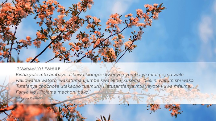 2 Wafalme 10:5 SWHULB Bible Verse Image