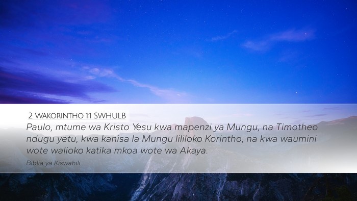 2 Wakorintho 1:1 SWHULB Bible Verse Image
