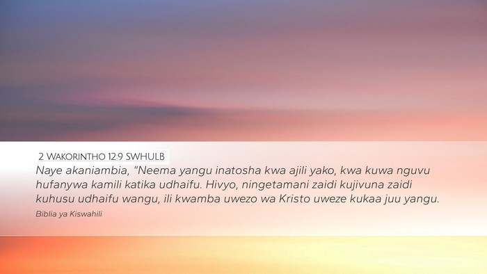 2 Wakorintho 12:9 SWHULB Bible Verse Image