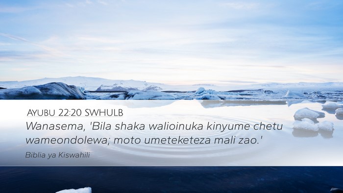 Ayubu 22:20 SWHULB Bible Verse Image