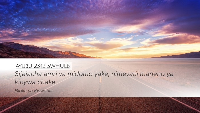 Ayubu 23:12 SWHULB Bible Verse Image
