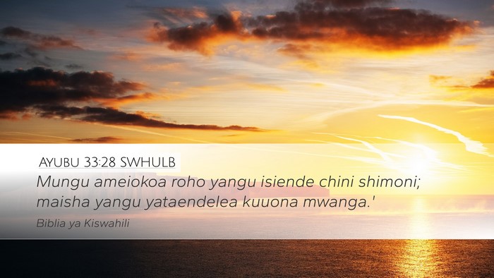 Ayubu 33:28 SWHULB Bible Verse Image