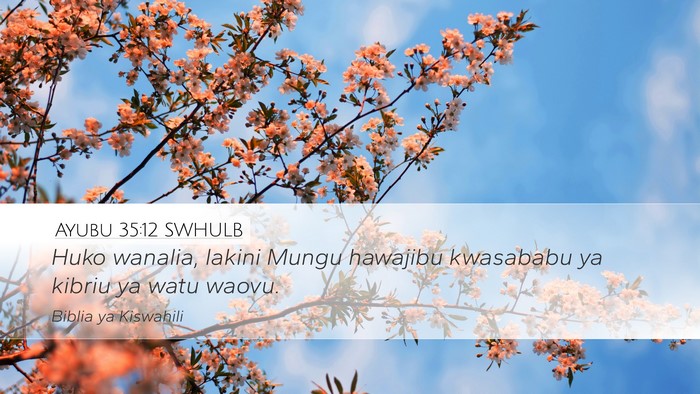 Ayubu 35:12 SWHULB Desktop Wallpaper - Huko wanalia, lakini Mungu hawajibu kwasababu ya - Desktop Bible Verse Wallpaper