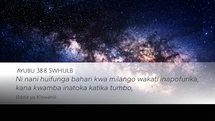 Ayubu 38:8 SWHULB Bible Verse Image