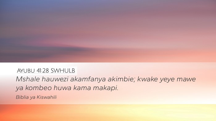 Ayubu 41:28 SWHULB Desktop Wallpaper - Mshale hauwezi akamfanya akimbie; kwake yeye mawe - Desktop Bible Verse Wallpaper