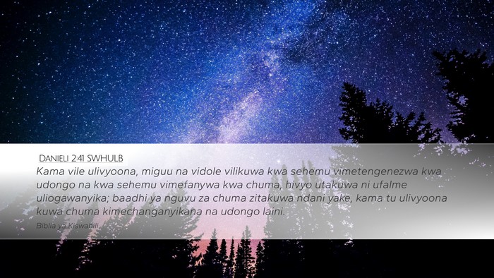 Danieli 2:41 SWHULB Desktop Wallpaper - Kama vile ulivyoona, miguu na vidole vilikuwa kwa - Desktop Bible Verse Wallpaper