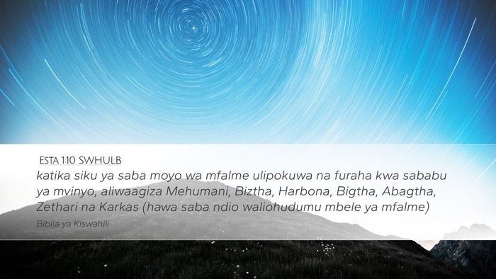 Esta 1:10 SWHULB Desktop Wallpaper - katika siku ya saba moyo wa mfalme ulipokuwa na - Desktop Bible Verse Wallpaper