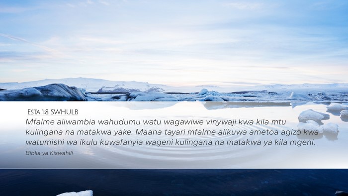 Esta 1:8 SWHULB Desktop Wallpaper - Mfalme aliwambia wahudumu watu wagawiwe vinywaji - Desktop Bible Verse Wallpaper