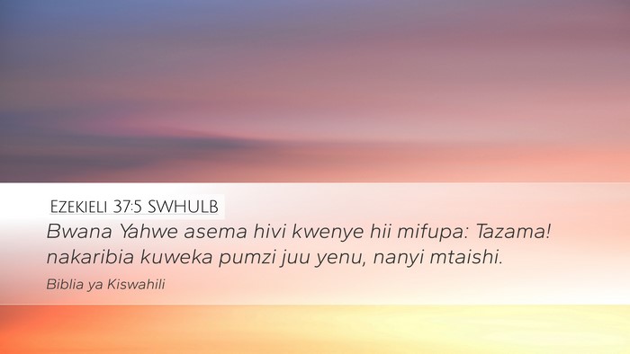 Ezekieli 37:5 SWHULB Desktop Wallpaper - Bwana Yahwe asema hivi kwenye hii mifupa: Tazama! - Desktop Bible Verse Wallpaper