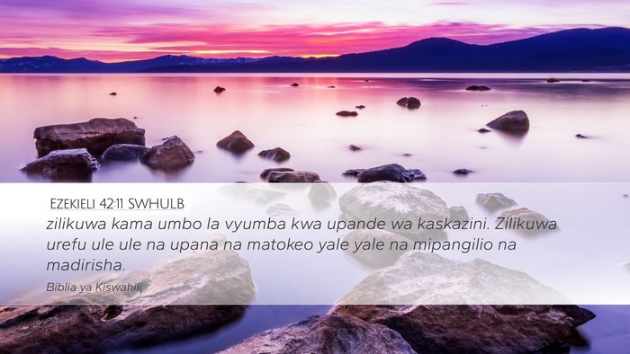 Ezekieli 42:11 SWHULB Desktop Wallpaper - zilikuwa kama umbo la vyumba kwa upande wa - Desktop Bible Verse Wallpaper