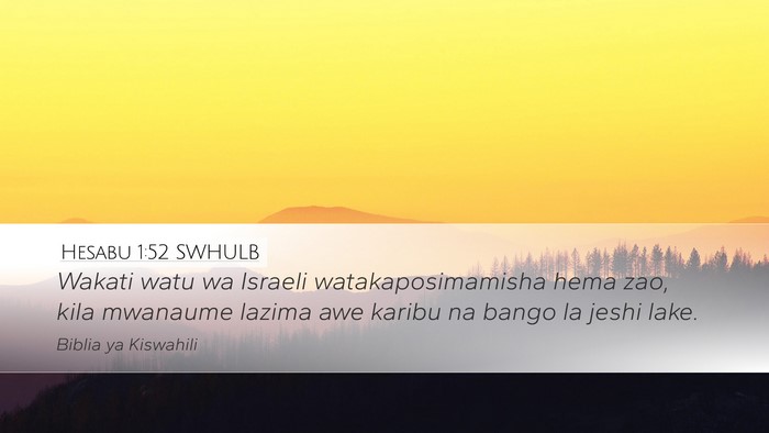 Hesabu 1:52 SWHULB Bible Verse Image