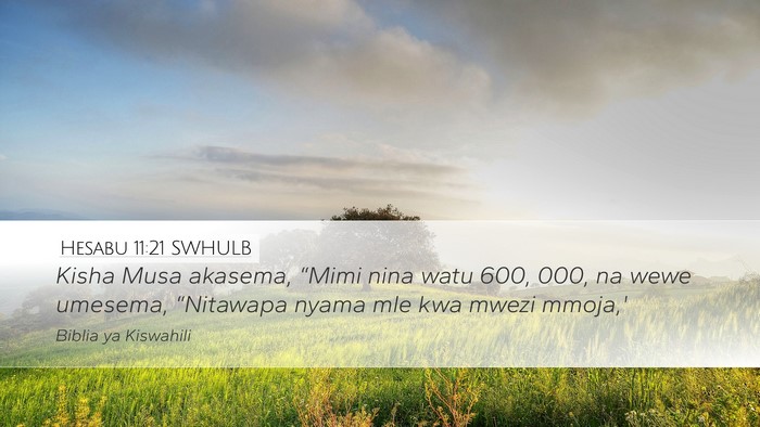 Hesabu 11:21 SWHULB Bible Verse Image
