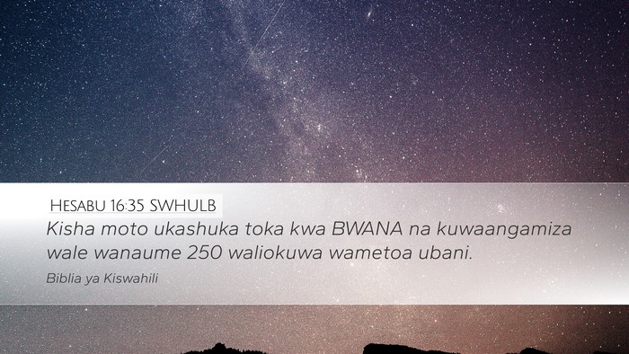 Hesabu 16:35 SWHULB Bible Verse Image