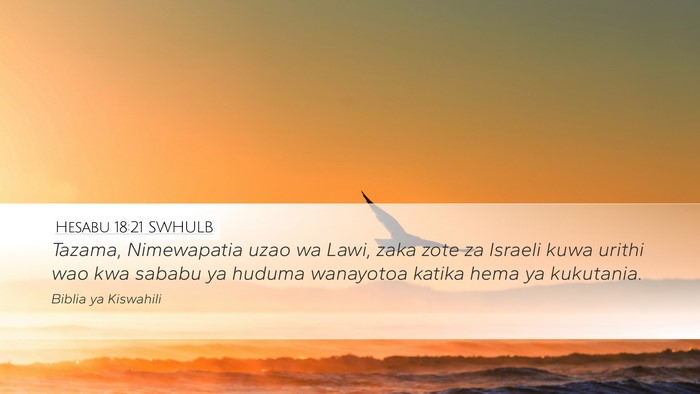 Hesabu 18:21 SWHULB Bible Verse Image