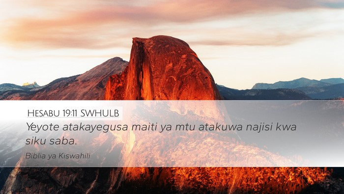 Hesabu 19:11 SWHULB Bible Verse Image