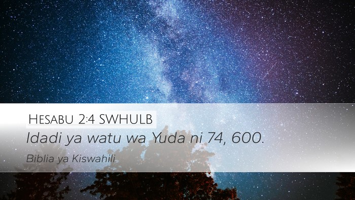 Hesabu 2:4 SWHULB Desktop Wallpaper - Idadi ya watu wa Yuda ni 74, - Desktop Bible Verse Wallpaper