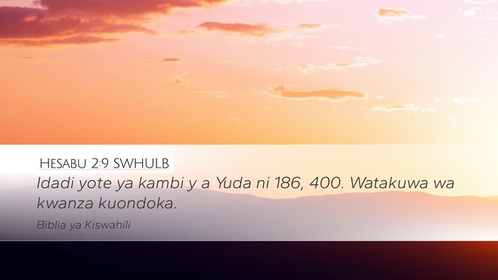 Hesabu 2:9 SWHULB Bible Verse Image