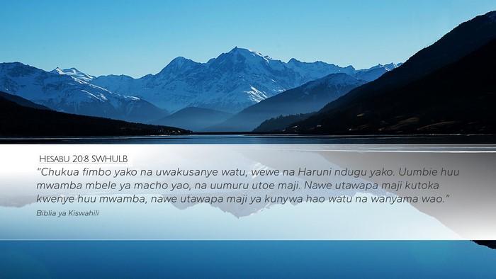 Hesabu 20:8 SWHULB Bible Verse Image