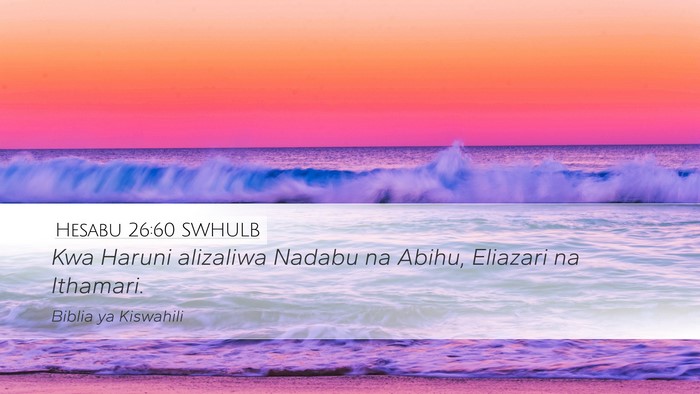 Hesabu 26:60 SWHULB Desktop Wallpaper - Kwa Haruni alizaliwa Nadabu na Abihu, Eliazari na - Desktop Bible Verse Wallpaper