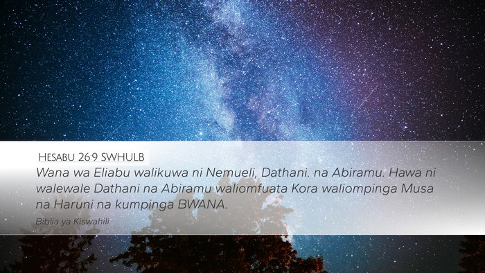 Hesabu 26:9 SWHULB Bible Verse Image