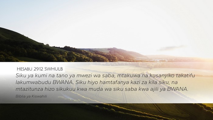 Hesabu 29:12 SWHULB Bible Verse Image