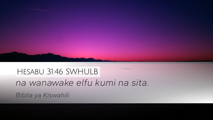 Hesabu 31:46 SWHULB Desktop Wallpaper - na wanawake elfu kumi na - Desktop Bible Verse Wallpaper