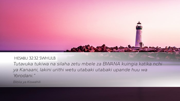 Hesabu 32:32 SWHULB Desktop Wallpaper - Tutavuka tukiwa na silaha zetu mbele za BWANA - Desktop Bible Verse Wallpaper