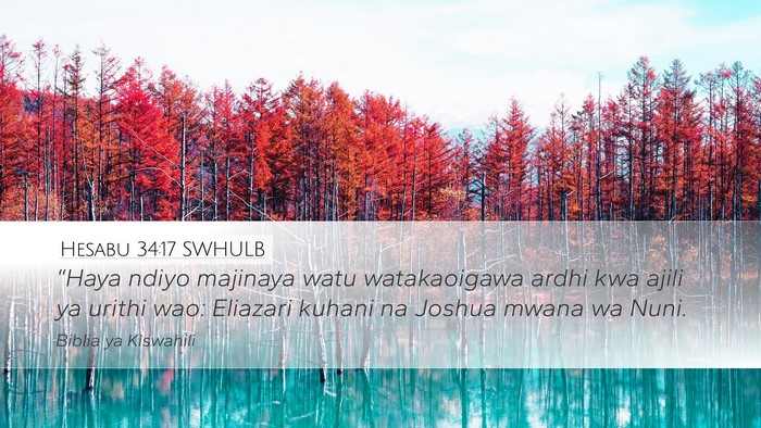 Hesabu 34:17 SWHULB Bible Verse Image