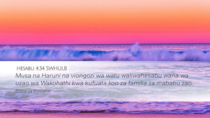 Hesabu 4:34 SWHULB Desktop Wallpaper - Musa na Haruni na viongozi wa watu waliwahesabu - Desktop Bible Verse Wallpaper
