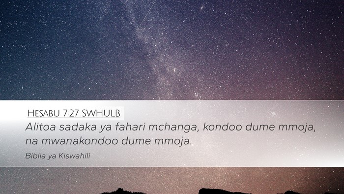 Hesabu 7:27 SWHULB Bible Verse Image