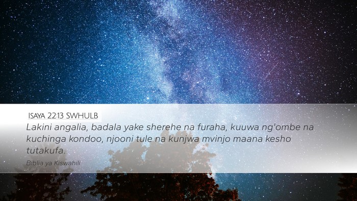 Isaya 22:13 SWHULB Bible Verse Image