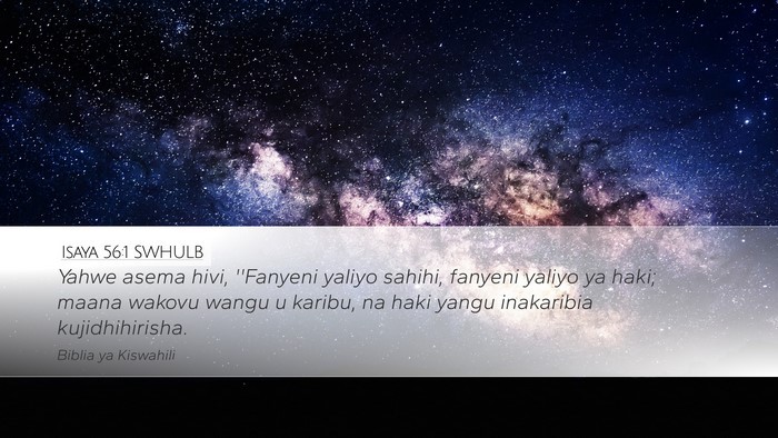 Isaya 56:1 SWHULB Bible Verse Image
