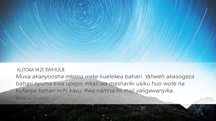 Kutoka 14:21 SWHULB Bible Verse Image