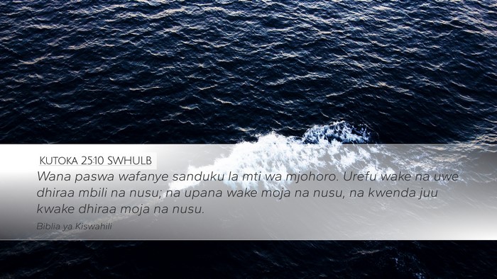 Kutoka 25:10 SWHULB Bible Verse Image