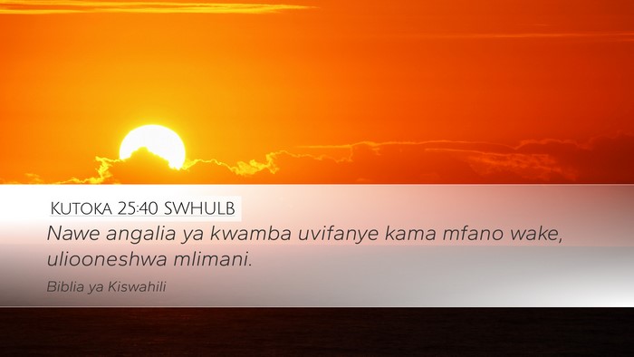 Kutoka 25:40 SWHULB Bible Verse Image