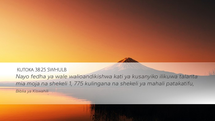 Kutoka 38:25 SWHULB Bible Verse Image