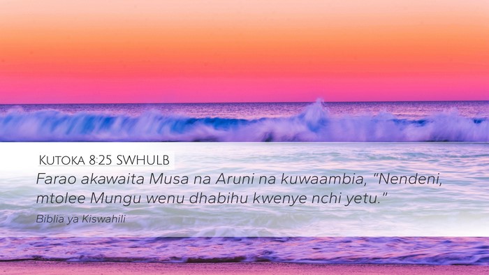Kutoka 8:25 SWHULB Desktop Wallpaper - Farao akawaita Musa na Aruni na kuwaambia, - Desktop Bible Verse Wallpaper