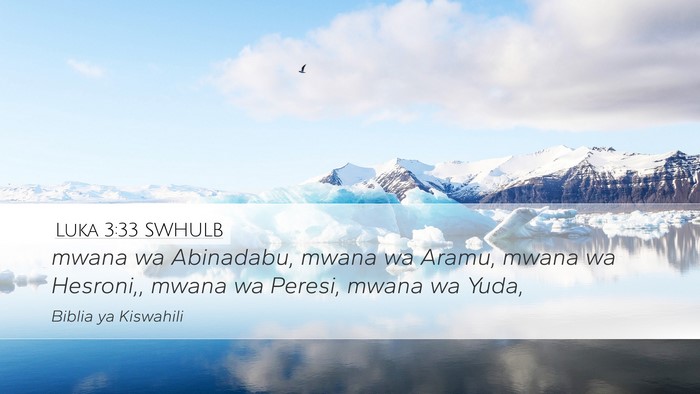 Luka 3:33 SWHULB Desktop Wallpaper - mwana wa Abinadabu, mwana wa Aramu, mwana wa - Desktop Bible Verse Wallpaper