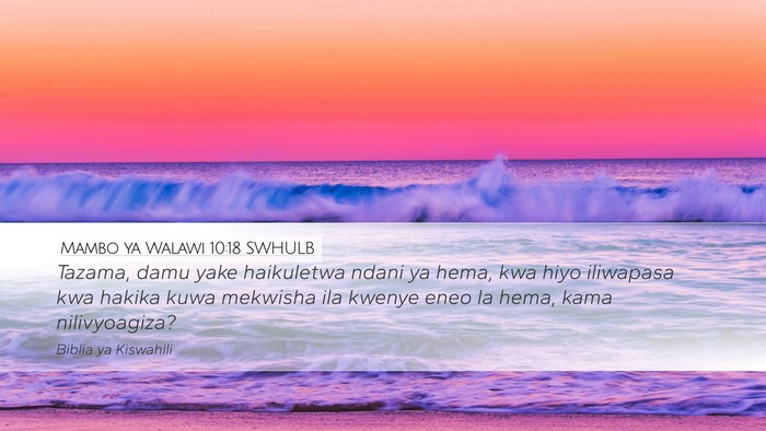Mambo ya Walawi 10:18 SWHULB Desktop Wallpaper - Tazama, damu yake haikuletwa ndani ya hema, kwa - Desktop Bible Verse Wallpaper