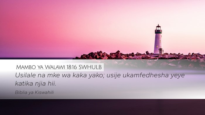 Mambo ya Walawi 18:16 SWHULB Bible Verse Image