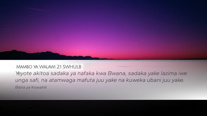 Mambo ya Walawi 2:1 SWHULB Bible Verse Image