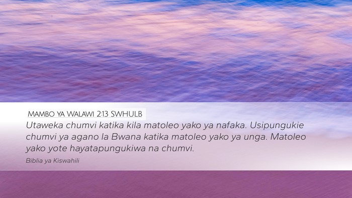 Mambo ya Walawi 2:13 SWHULB Bible Verse Image