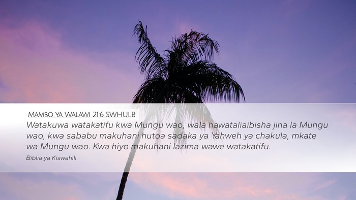 Mambo ya Walawi 21:6 SWHULB Bible Verse Image
