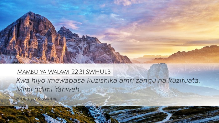 Mambo ya Walawi 22:31 SWHULB Bible Verse Image
