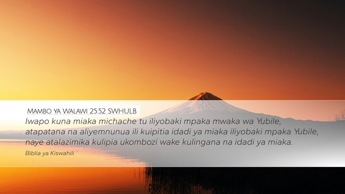 Mambo ya Walawi 25:52 SWHULB Desktop Wallpaper - Iwapo kuna miaka michache tu iliyobaki mpaka - Desktop Bible Verse Wallpaper